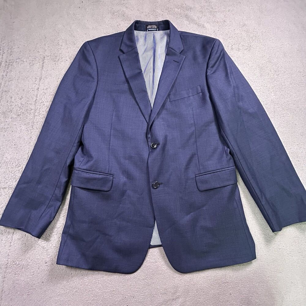Tommy Hilfiger Suit Jacket Mens 42R Blue 100% Worsted Wool Blazer Two Button